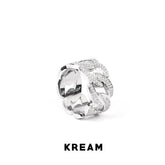 KREAM Ice out Cuban link ringWhite gold plated silver with diamonds Cuban link ring - COPPING THREADS - KREAM